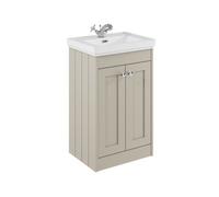 Balterley Butterton 500mm Floor Standing 2 Door Unit With Classic Basin 1 Tap Hole - Pebble Grey