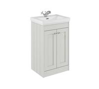 Balterley Butterton 500mm Floor Standing 2 Door Unit With Classic Basin 1 Tap Hole - Satin White