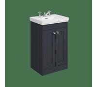Balterley Butterton 500mm Floor Standing 2 Door Unit With Classic Basin 3 Tap Hole - Satin Dark Grey
