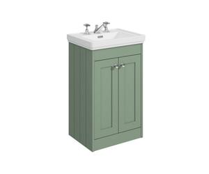 Balterley Butterton 500mm Floor Standing 2 Door Unit With Classic Basin 3 Tap Hole - Satin Green