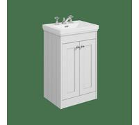 Balterley Butterton 500mm Floor Standing 2 Door Unit With Classic Basin 3 Tap Hole - Satin White