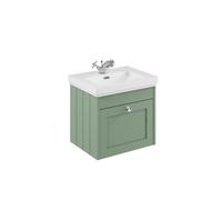 Balterley Butterton 500mm Wall Hung 1 Drawer Unit With Classic Basin 1 Tap Hole - Satin Green