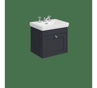 Balterley Butterton 500mm Wall Hung 1 Drawer Unit With Classic Basin 3 Tap Hole - Satin Dark Grey