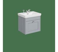 Balterley Butterton 500mm Wall Hung 1 Drawer Unit With Classic Basin 3 Tap Hole - Satin Grey