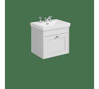 Balterley Butterton 500mm Wall Hung 1 Drawer Unit With Classic Basin 3 Tap Hole - Satin White