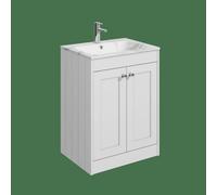 Balterley Butterton 600mm Floor Standing 2 Door Unit & Stone Basin 1 Tap Hole - Satin White