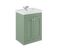 Balterley Butterton 600mm Floor Standing 2 Door Unit With Classic Basin 1 Tap Hole - Satin Green