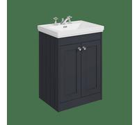 Balterley Butterton 600mm Floor Standing 2 Door Unit With Classic Basin 3 Tap Hole - Satin Dark Grey