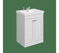 Balterley Butterton 600mm Floor Standing 2 Door Unit With Classic Basin 3 Tap Hole - Satin White