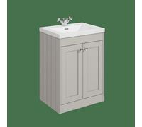 Balterley Butterton 600mm Floor Standing 2 Door Unit With Minimalist Basin 1 Tap Hole - Pebble Grey