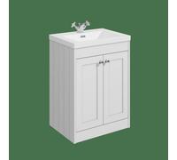 Balterley Butterton 600mm Floor Standing 2 Door Unit With Minimalist Basin 1 Tap Hole - Satin White