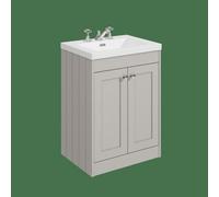 Balterley Butterton 600mm Floor Standing 2 Door Unit With Minimalist Basin 3 Tap Hole - Pebble Grey