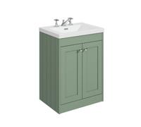 Balterley Butterton 600mm Floor Standing 2 Door Unit With Minimalist Basin 3 Tap Hole - Satin Green