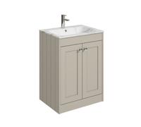 Balterley Butterton 600mm Floor Standing 2 Door Unit With Stone Basin 1 Tap Hole - Pebble Grey