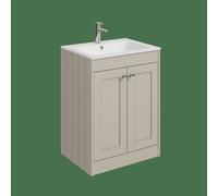 Balterley Butterton 600mm Floor Standing 2 Door Unit With Stone Basin 1 Tap Hole - Pebble Grey