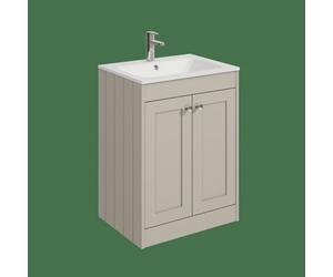 Balterley Butterton 600mm Floor Standing 2 Door Unit With Stone Basin 1 Tap Hole - Pebble Grey