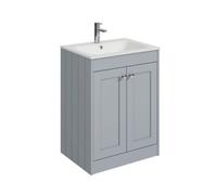 Balterley Butterton 600mm Floor Standing 2 Door Unit With Stone Basin 1 Tap Hole - Satin Grey