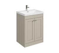 Balterley Butterton 600mm Floor Standing 2 Door Unit With Thin Edge Basin 1 Tap Hole - Pebble Grey