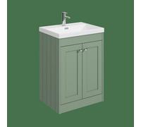 Balterley Butterton 600mm Floor Standing 2 Door Unit With Thin Edge Basin 1 Tap Hole - Satin Green