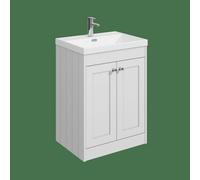 Balterley Butterton 600mm Floor Standing 2 Door Unit With Thin Edge Basin 1 Tap Hole - Satin White