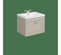 Balterley Butterton 600mm Wall Hung 1 Drawer Unit & Minimalist Basin 1 Tap Hole - Pebble Grey