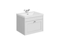Balterley Butterton 600mm Wall Hung 1 Drawer Unit & Minimalist Basin 1 Tap Hole - Satin White