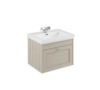 Balterley Butterton 600mm Wall Hung 1 Drawer Unit With Classic Basin 1 Tap Hole - Pebble Grey