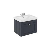 Balterley Butterton 600mm Wall Hung 1 Drawer Unit With Classic Basin 1 Tap Hole - Satin Dark Grey