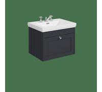 Balterley Butterton 600mm Wall Hung 1 Drawer Unit With Classic Basin 3 Tap Hole - Satin Dark Grey