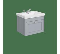 Balterley Butterton 600mm Wall Hung 1 Drawer Unit With Classic Basin 3 Tap Hole - Satin Grey