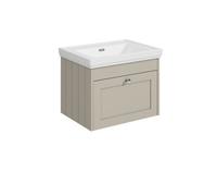 Balterley Butterton 600mm Wall Hung 1 Drawer Unit With Classic Basin No Tap Hole - Pebble Grey