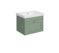 Balterley Butterton 600mm Wall Hung 1 Drawer Unit With Classic Basin No Tap Hole - Satin Green