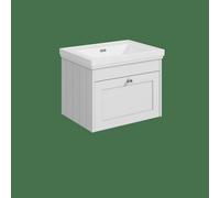 Balterley Butterton 600mm Wall Hung 1 Drawer Unit With Classic Basin No Tap Hole - Satin White