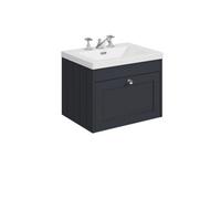 Balterley Butterton 600mm Wall Hung 1 Drawer Unit With Minimalist Basin 3 Tap Hole - Satin Dark Grey