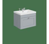 Balterley Butterton 600mm Wall Hung 1 Drawer Unit With Minimalist Basin 3 Tap Hole - Satin Grey