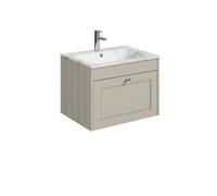 Balterley Butterton 600mm Wall Hung 1 Drawer Unit With Stone Basin 1 Tap Hole, Pebble Grey