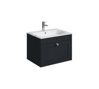 Balterley Butterton 600mm Wall Hung 1 Drawer Unit With Stone Basin 1 Tap Hole, Satin Dark Grey