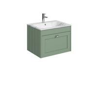 Balterley Butterton 600mm Wall Hung 1 Drawer Unit With Stone Basin 1 Tap Hole, Satin Green