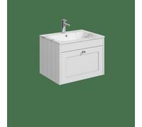 Balterley Butterton 600mm Wall Hung 1 Drawer Unit With Stone Basin 1 Tap Hole, Satin White