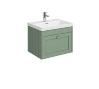 Balterley Butterton 600mm Wall Hung 1 Drawer Unit With Thin Edge Basin 1 Tap Hole - Satin Green