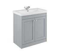 Balterley Butterton 800mm Floor Standing 2 Door Unit With Classic Basin 1 Tap Hole - Satin Grey