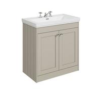 Balterley Butterton 800mm Floor Standing 2 Door Unit With Classic Basin 3 Tap Hole - Pebble Grey