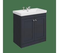 Balterley Butterton 800mm Floor Standing 2 Door Unit With Classic Basin 3 Tap Hole - Satin Dark Grey