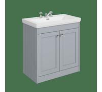 Balterley Butterton 800mm Floor Standing 2 Door Unit With Classic Basin 3 Tap Hole - Satin Grey