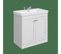 Balterley Butterton 800mm Floor Standing 2 Door Unit With Classic Basin 3 Tap Hole - Satin White