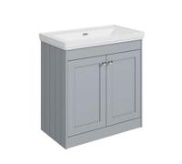 Balterley Butterton 800mm Floor Standing 2 Door Unit With Classic Basin No Tap Hole - Satin Grey