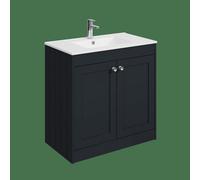 Balterley Butterton 800mm Floor Standing 2 Door Unit With Minimalist Basin 1 Tap Hole - Satin Dark Grey