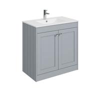 Balterley Butterton 800mm Floor Standing 2 Door Unit With Minimalist Basin 1 Tap Hole - Satin Grey