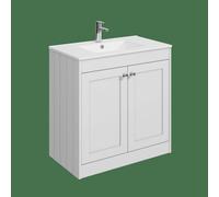Balterley Butterton 800mm Floor Standing 2 Door Unit With Minimalist Basin 1 Tap Hole - Satin White
