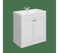 Balterley Butterton 800mm Floor Standing 2 Door Unit With Minimalist Basin 1 Tap Hole - Satin White